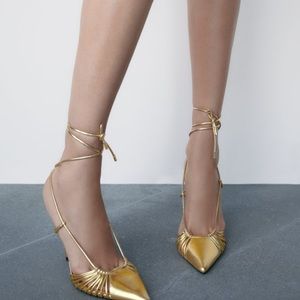 Zara metallic high heel lace up